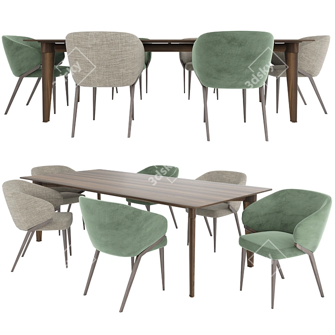 Elevate Your Dining Experience: Minotti Penthouse Table & Nora Chair 1530 3D model image 1
