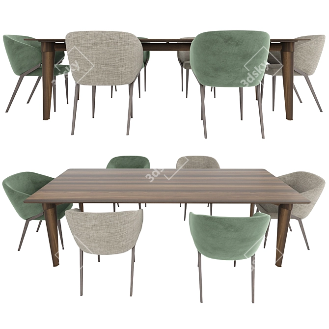 Elevate Your Dining Experience: Minotti Penthouse Table & Nora Chair 1530 3D model image 2