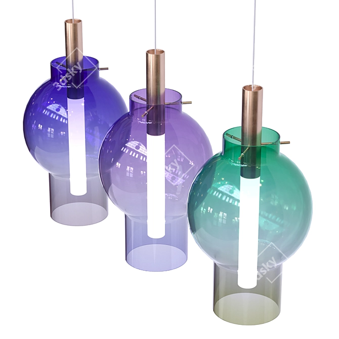 Colorful Glass Pendant Lamp STAVERN - Stylish Lighting Solution 3D model image 2