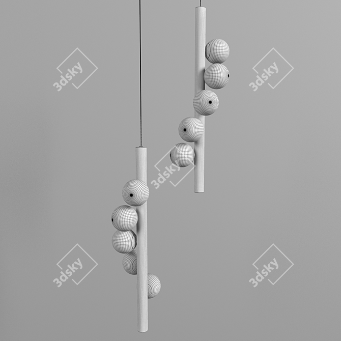 Sleek Wood and Glass Tram Pendant 3D model image 2