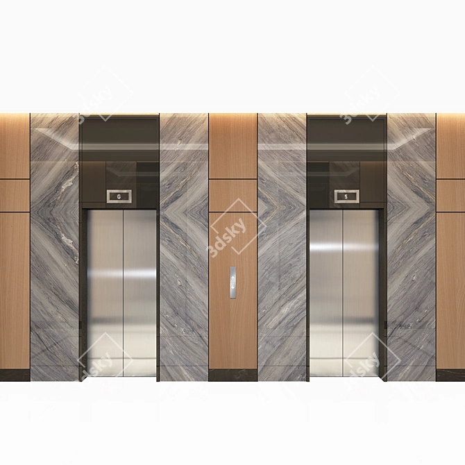 Modern Elevator Lobby Design 3D model image 1