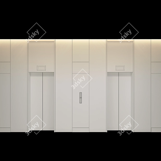 Modern Elevator Lobby Design 3D model image 2