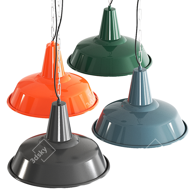 Hex Factory Pendant: Handmade Aluminium Lamp 3D model image 2