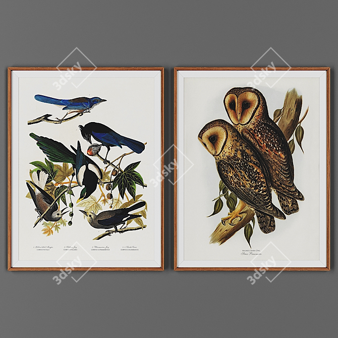 Wooden Framed Art Set 3D model image 1