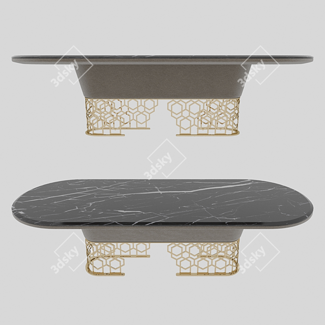 Marble and Gold Luxury Table 3D model image 2