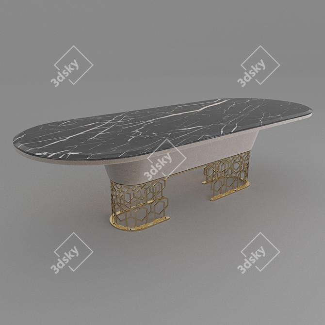 Marble and Gold Luxury Table 3D model image 4