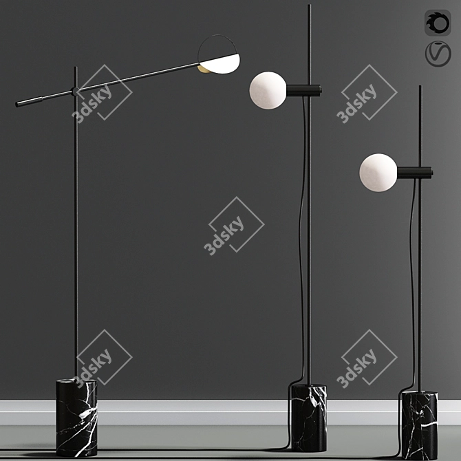 Elegant Rotating Leaves Floor Lamp 3D model image 1