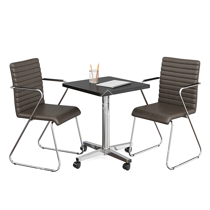 Sleek Office Table & Chair Combo 3D model image 1