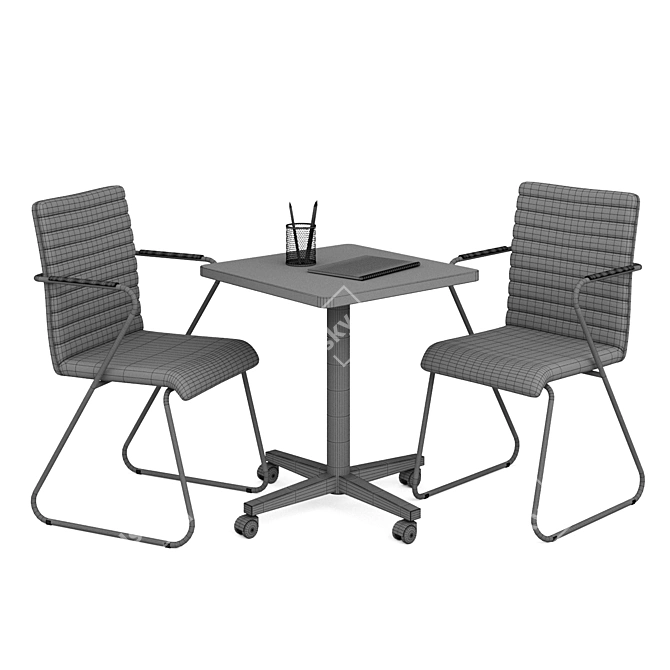 Sleek Office Table & Chair Combo 3D model image 2