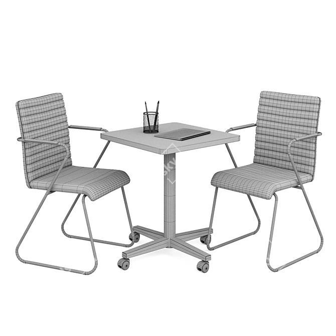 Sleek Office Table & Chair Combo 3D model image 4