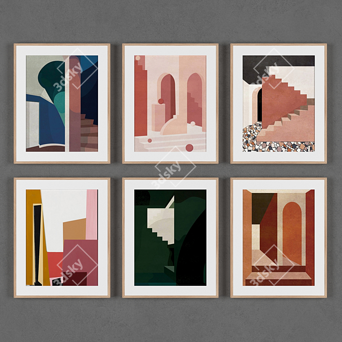 Modern Frame Set: 6 Frames, Various Sizes & Textures 3D model image 1