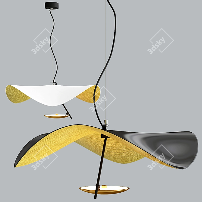 Sleek LED Metal Lamp 3D model image 1