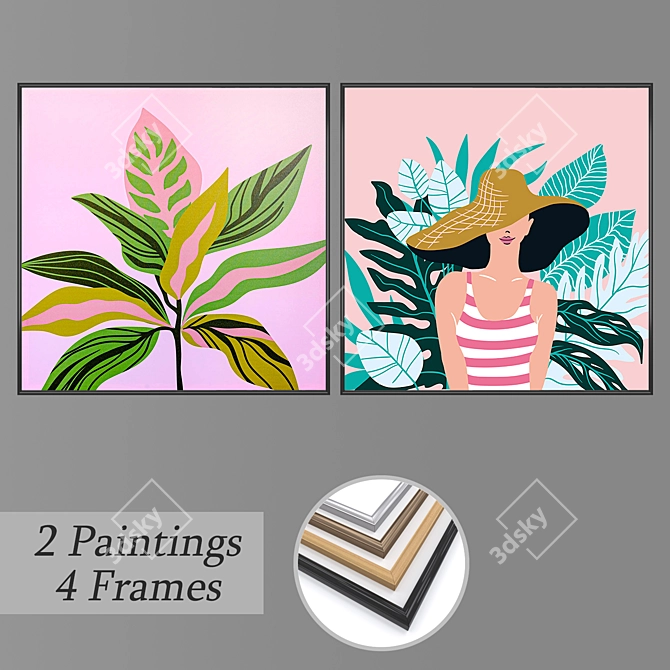 Elegant Wall Art Set with Multiple Frames 3D model image 1