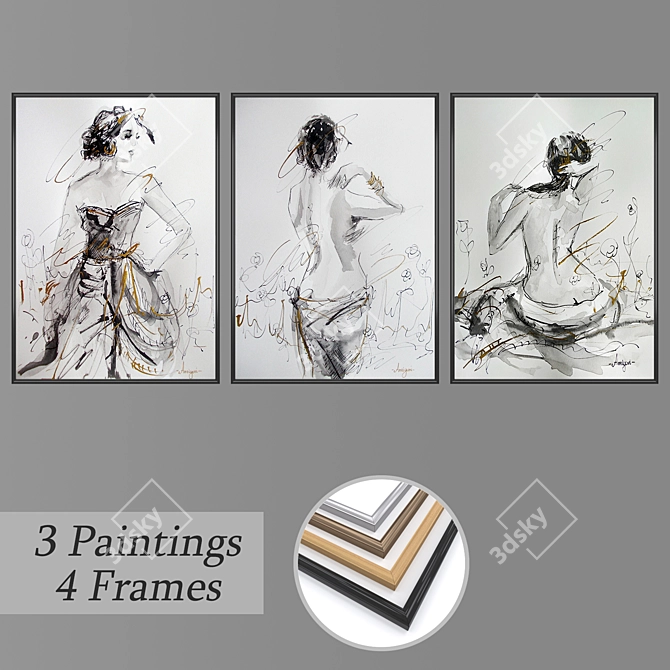 Multiframed Wall Art Set 3D model image 1