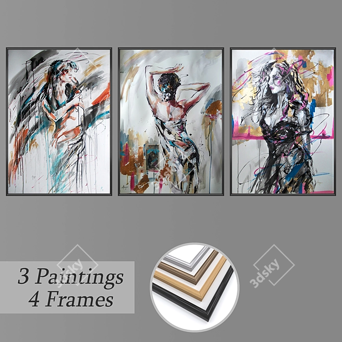 Elegant Wall Art Set 3D model image 1