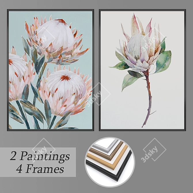 Elegant Wall Art Set: No 1809 3D model image 1