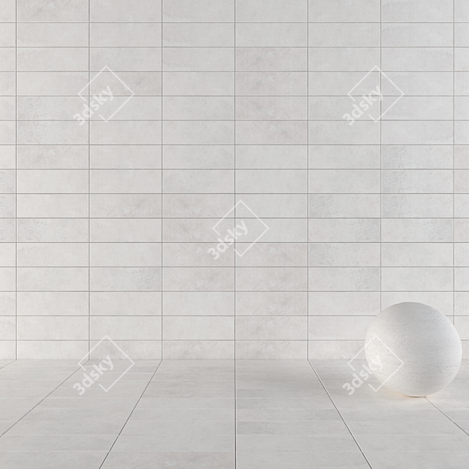 Modern Concrete Wall Tiles: Suite Bianco 3D model image 1