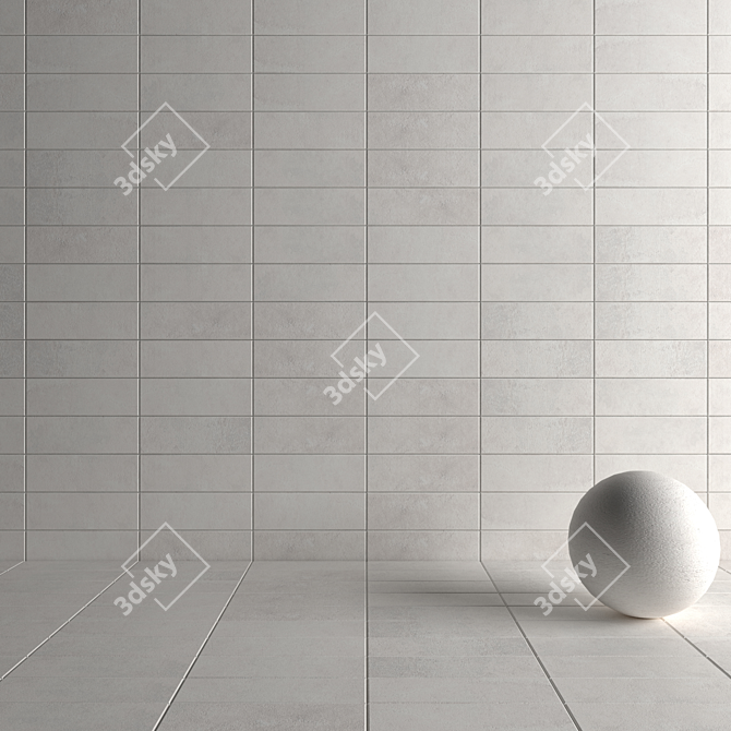 Modern Concrete Wall Tiles: Suite Bianco 3D model image 4