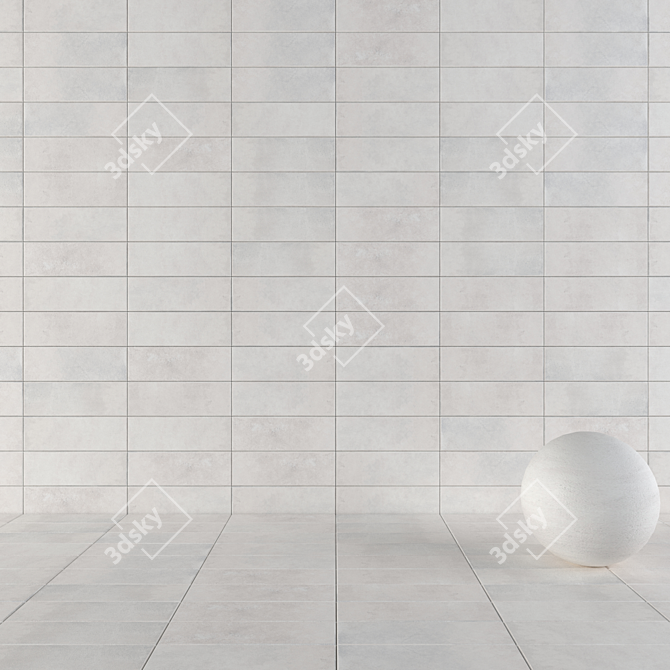 Suite Bianco Concrete Wall Tiles: 6 HD Textures 3D model image 1