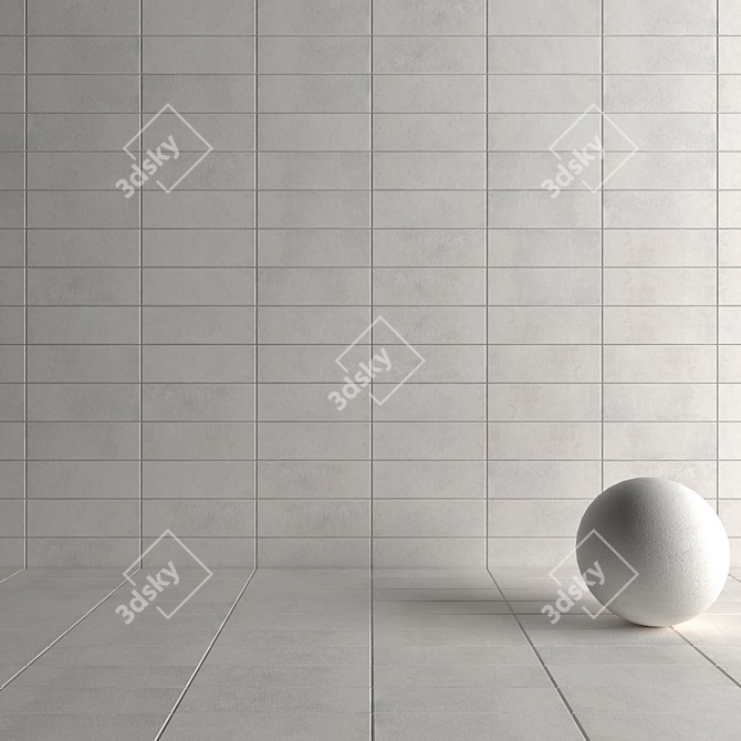 Suite Bianco Concrete Wall Tiles: 6 HD Textures 3D model image 4