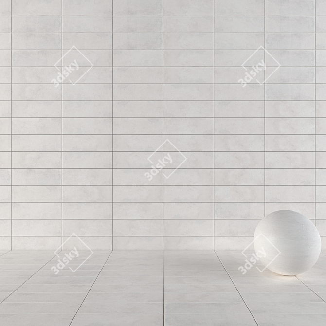 Suite Bianco Concrete Wall Tiles Set 3D model image 1