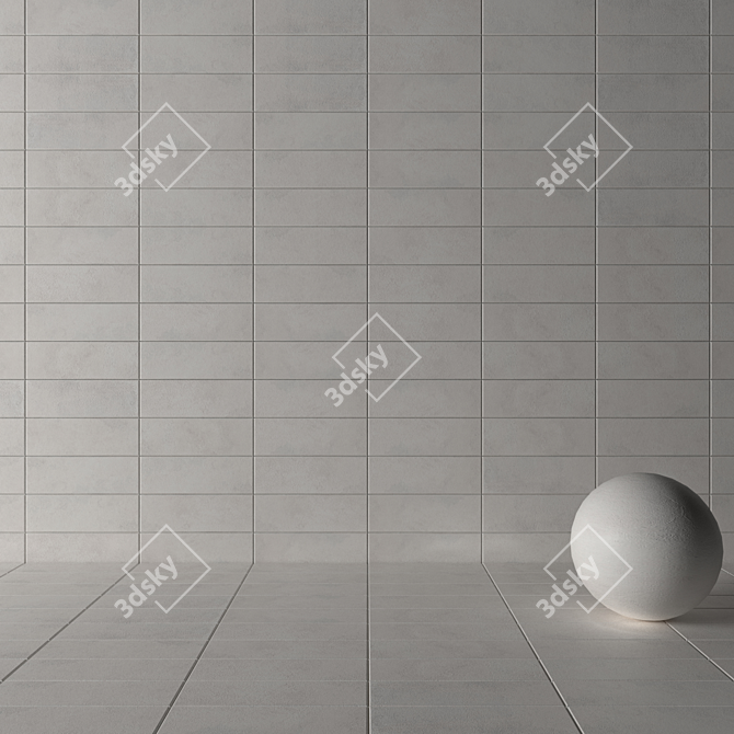 Suite Bianco Concrete Wall Tiles Set 3D model image 3
