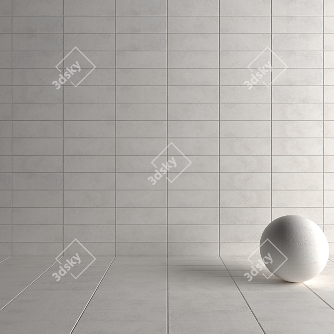 Suite Bianco Concrete Wall Tiles Set 3D model image 4