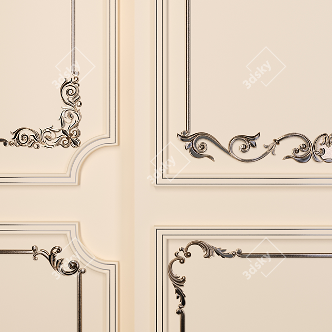 Elegant Plaster Wall Decor 3D model image 2