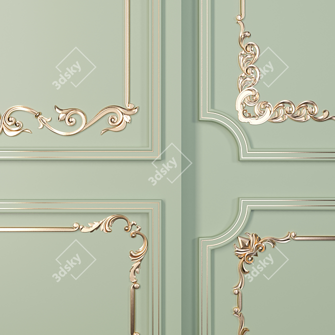 Elegant Plaster Wall Decor 3D model image 4