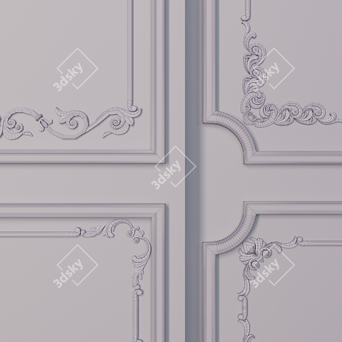 Elegant Plaster Wall Decor 3D model image 5