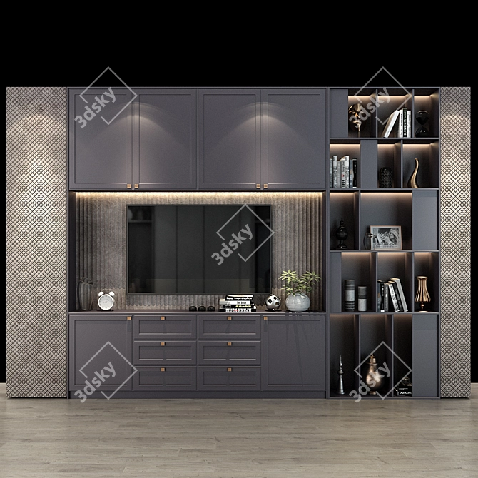 Modern TV Shelf 0107 3D model image 1