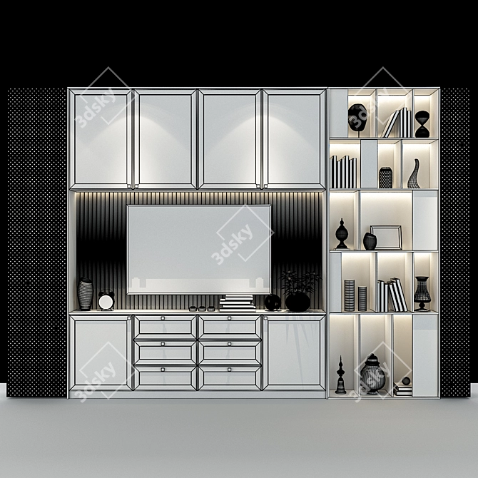 Modern TV Shelf 0107 3D model image 3