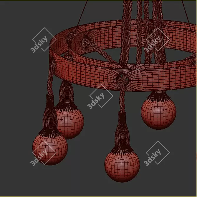 Industrial Loft Pendant: 2ft Diameter, 38" Length 3D model image 4