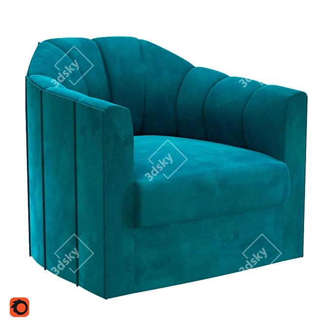 Delancey Collection: Elegant Pine and Steel Sofa 3D model image 1