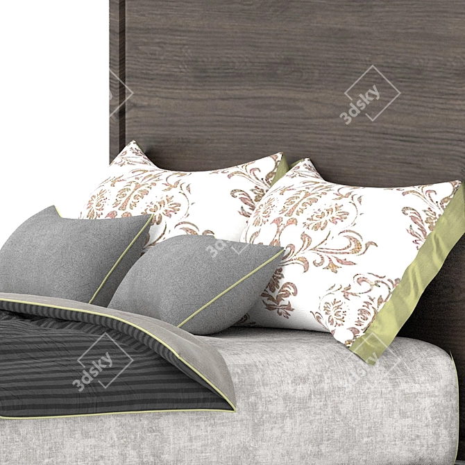 Rustic Wood B&B Bed 3D model image 3