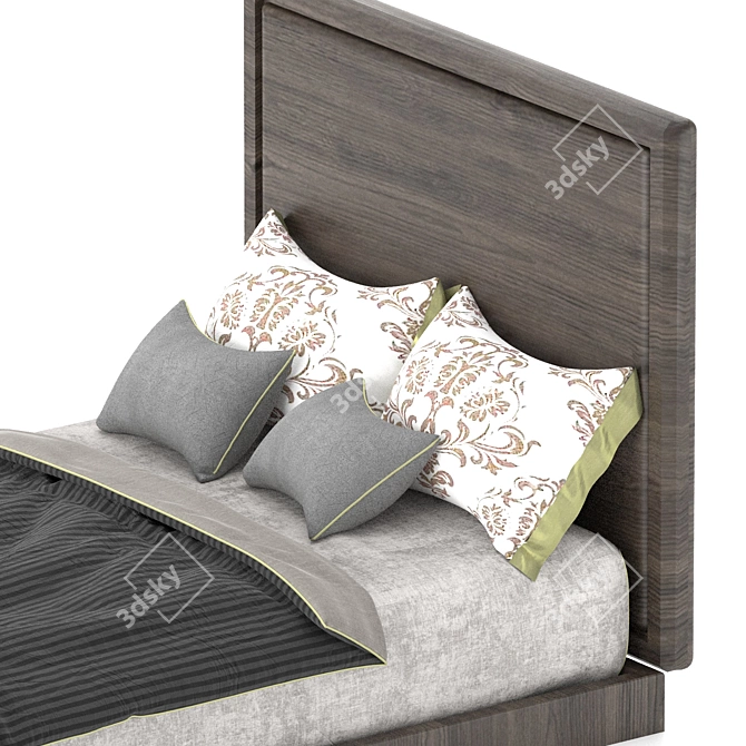 Rustic Wood B&B Bed 3D model image 4