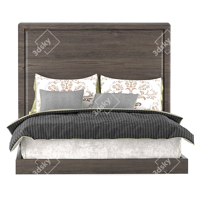 Rustic Wood B&B Bed 3D model image 6