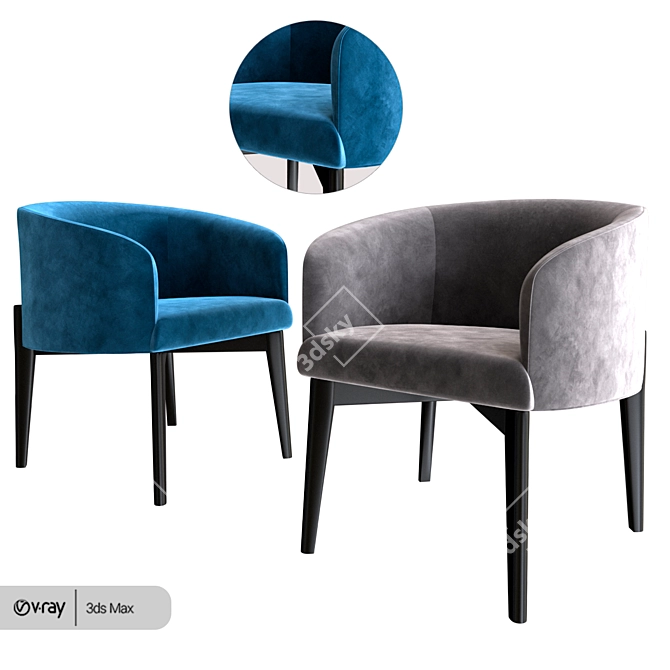 Modern Peggy Blue Armchair 3D model image 1