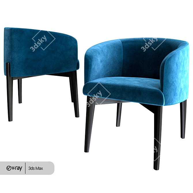 Modern Peggy Blue Armchair 3D model image 3