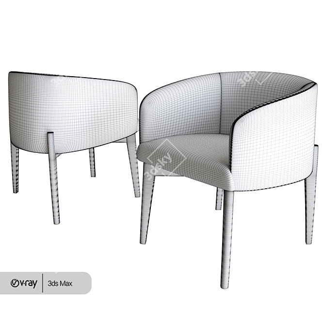 Modern Peggy Blue Armchair 3D model image 4