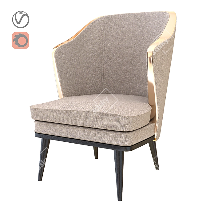 Elegant Cream Sofa 3D model image 1