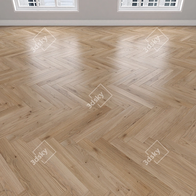 Title: Parquet Oak: Herringbone, Linear, Chevron 3D model image 3