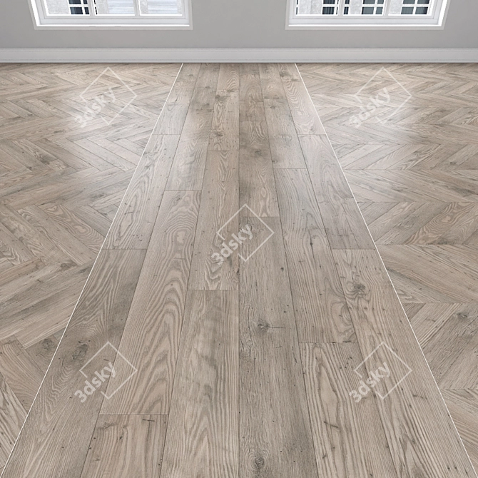 Oak Parquet: Herringbone, Linear, Chevron 3D model image 1