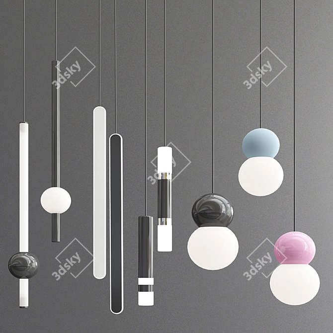 Sleek LED Suspension Lamps 3D model image 1