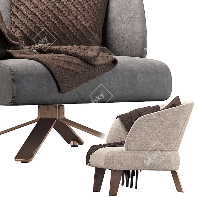 Elegant Small Reeves Armchair by Minotti 3D model image 2