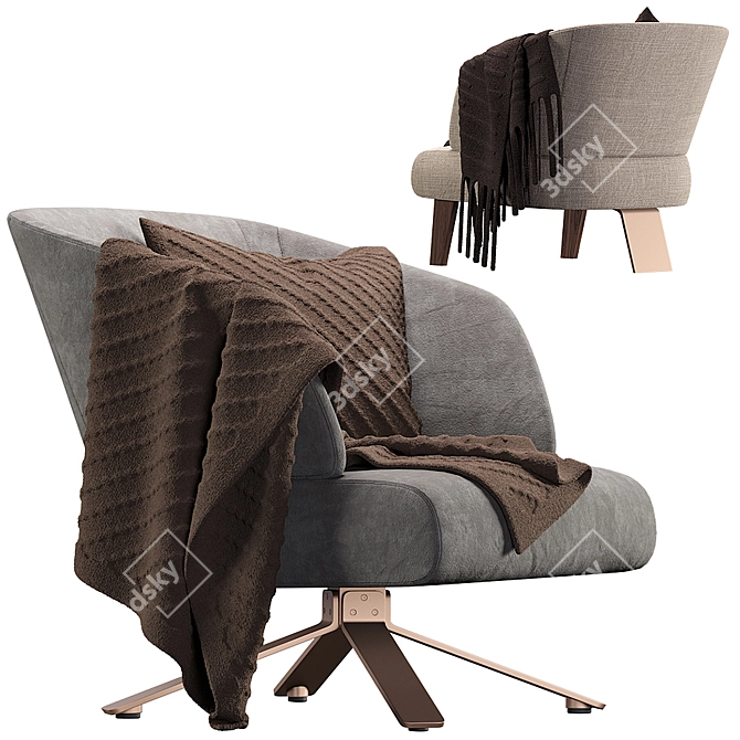 Elegant Small Reeves Armchair by Minotti 3D model image 3