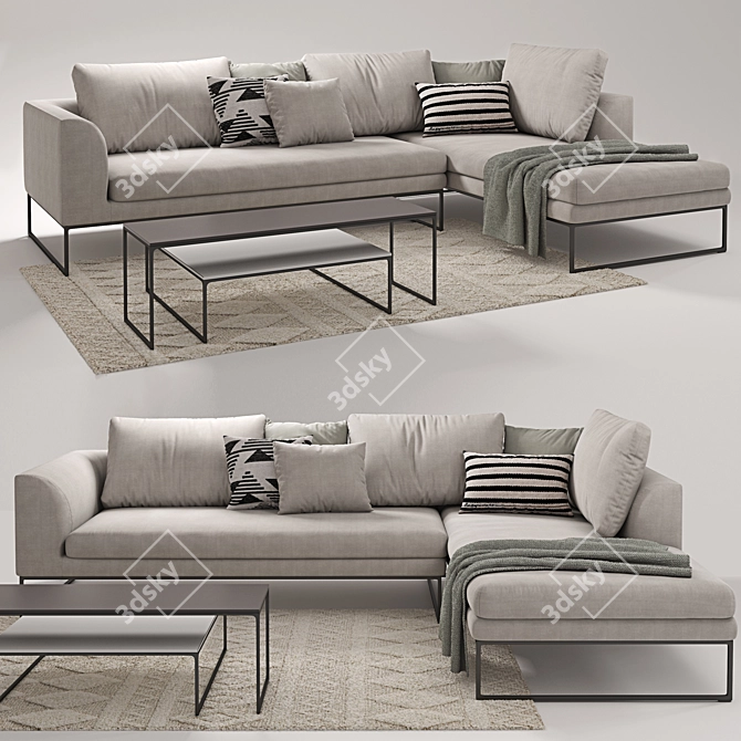 Cor Mell Lounge Sectional Sofa: Stylish Comfort for Your Living Space 3D model image 1