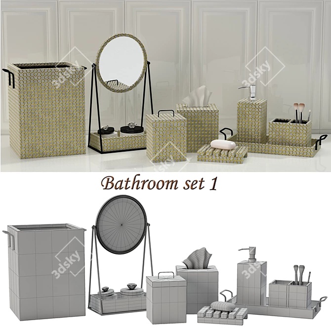 Elegant Bathroom Decor Set 3D model image 1