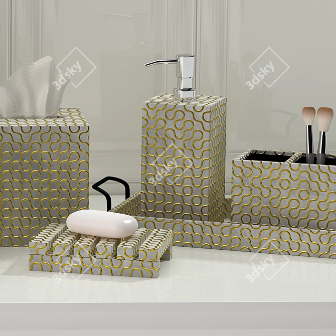 Elegant Bathroom Decor Set 3D model image 3