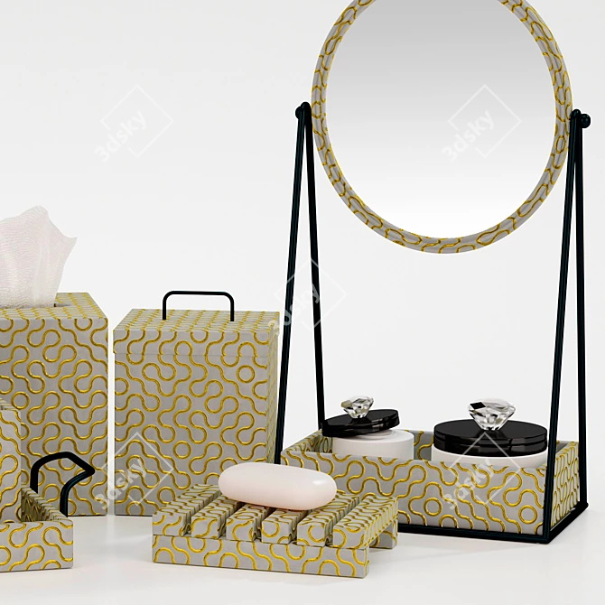 Elegant Bathroom Decor Set 3D model image 5